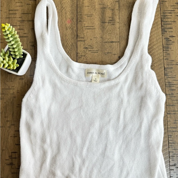 White Sleeveless Dress with Fringe Hem Cotton blend - Picture 5 of 7